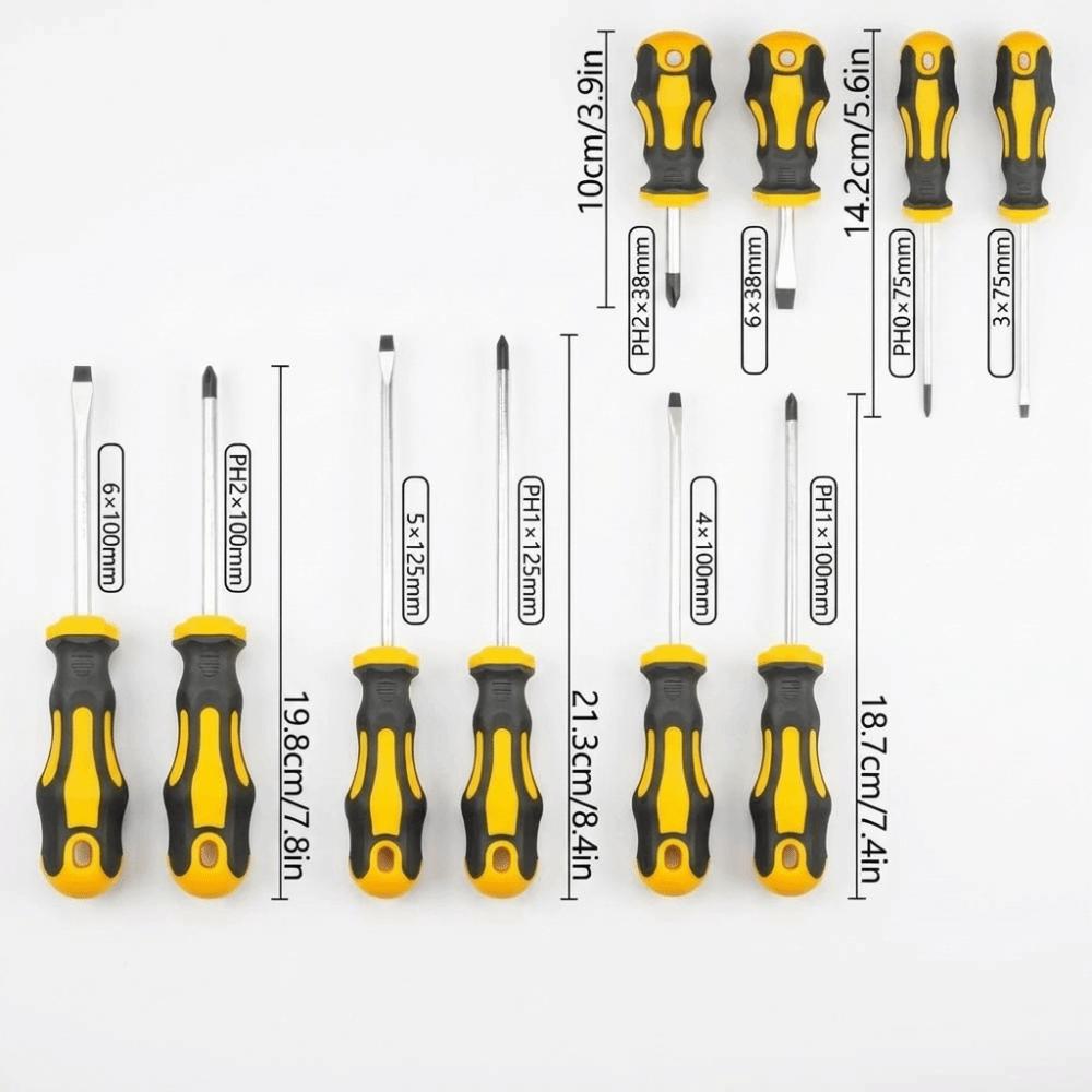 Magnetic Tips Screwdriver Set Yellow Manual Repair Tool Kit for 11/12pcs/bucket Daily Use