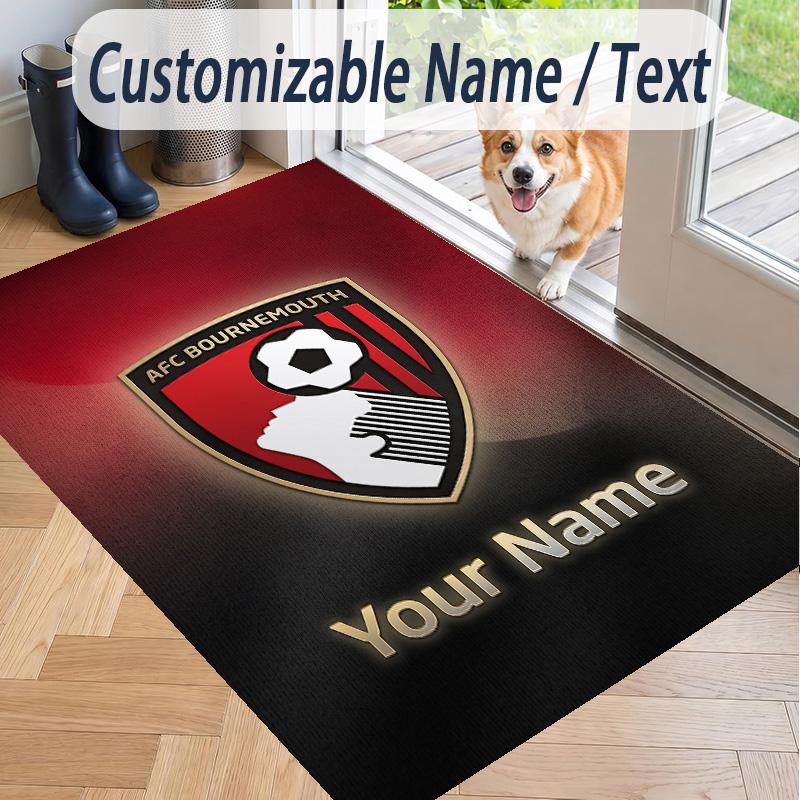 Custom Text Printed Rug Bournemouth Football Non Slip Floor Carpet For Home Room Decor