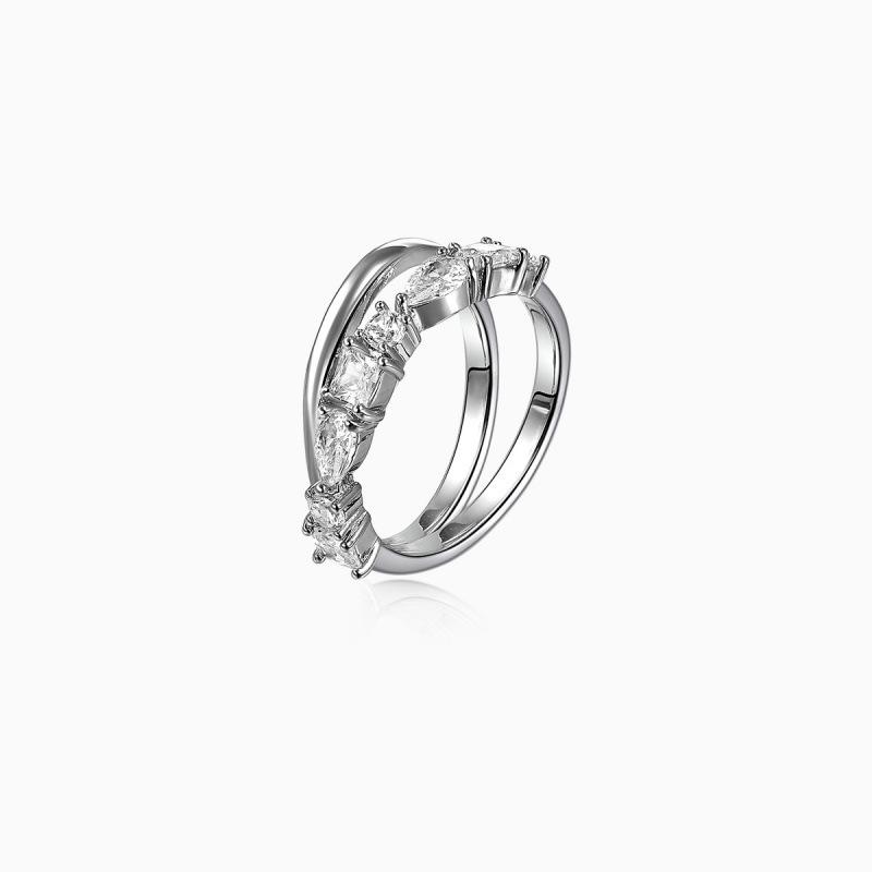 Elegant Double-Layer Hollow Diamond Ring - Women s Trendy Statement Index Ring