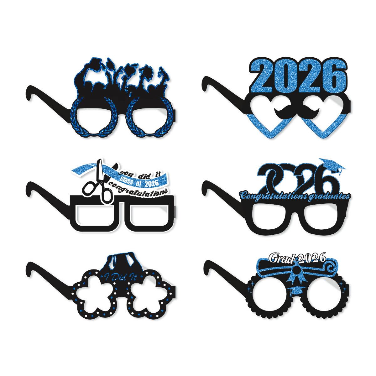 

Graduation Season Theme Decoration Party Paper Glasses Class Reunion Funny Photo Props 6 packs