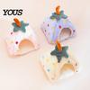 Enclosed Pet Cave Plush Strawberry Hamster Bed, Soft Winter Warm Hideout, Cute Cozy Hiding Spot for Rodents Bed Gerbil, Sugar Glider,