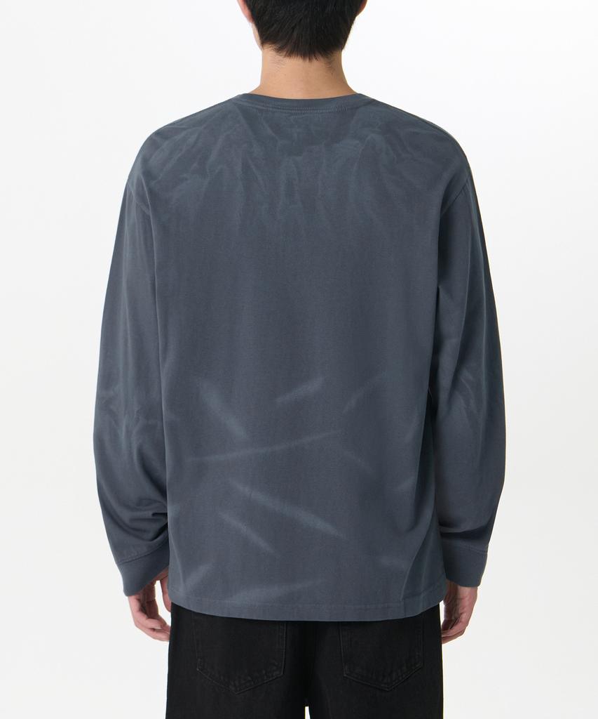 MUSINSA STANDARD Bleach Relaxed Rib Cuff Long Sleeve T-Shirt [Dark Blue]