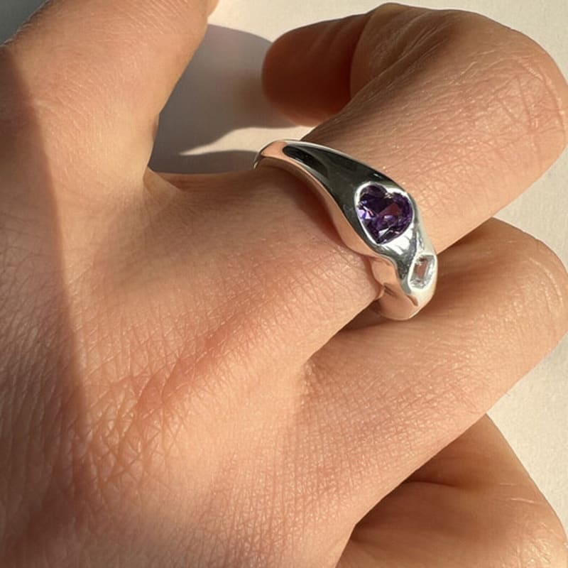 Mosxe [925silver] Stone Heart Ring