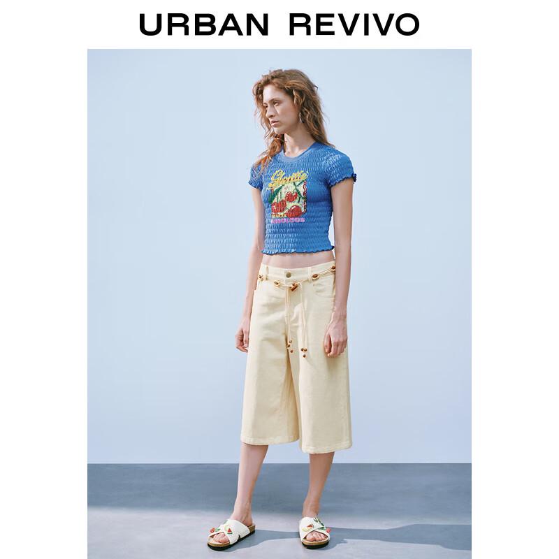 UR Women's Bohemian Beaded Wide-Leg Cropped Pants