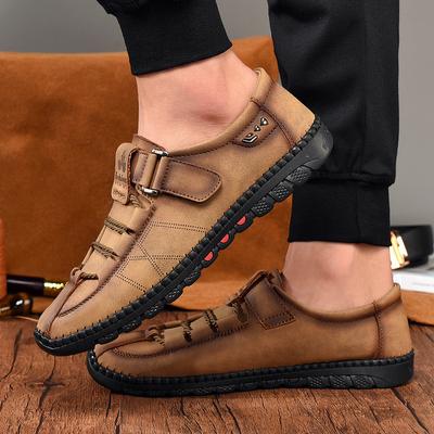 Plus Size Autumn Leather Shoes Men's Trendy Genuine Leather Men's Shoes Breathable Soft Surface Soft Sole Shoes Men's Outdoor Casual Leather Shoes