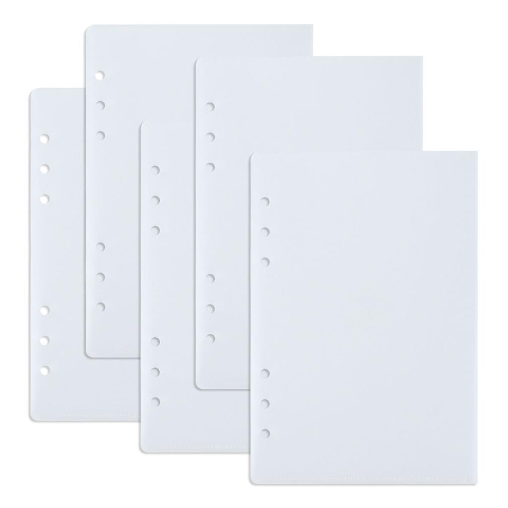 A5 5Pcs Loose Leaf Binder Cash Budget PP Storage Bag for 6 Ring Notebook Divider Page Waterproof PVC Filing Bag