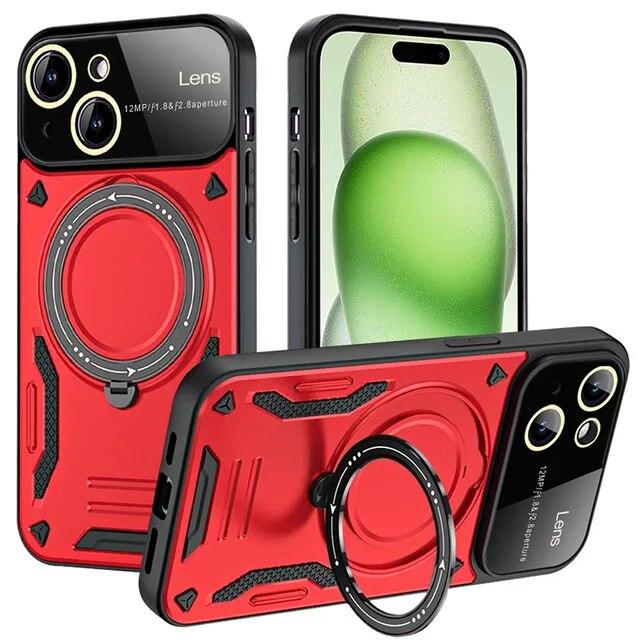 Magnetický 360° otočný držák na telefon Pouzdro na telefon pro POCO X6 Pro POCO M6 Pro 4G M5S C65 X5 Pro X4 X3 Kovové brnění odolné proti nárazu bezdrátové nabíjení Černý kryt
