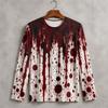 Druk 3D Horror Czerwone Plamy Krwi Wzór Halloweenowa Koszulka z Długim Rękawem Dla Mężczyzn Vintage Halloweenowa Impreza Osobowość OOTD Koszulka Top