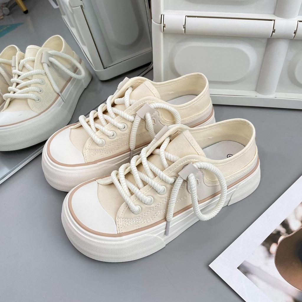 Black Two Wear Thick-soled Heightening Espadrilles Women's 2025 New Lazy Half-drag White Shoes Big Head Muffin Board Shoes Spring