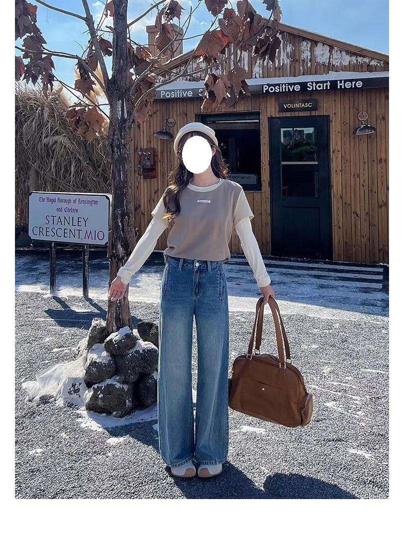

2025 Women s Retro High Waisted Loose Fit Jeans - Versatile, Slimming, Straight Leg Denim Pants. 2XL синий