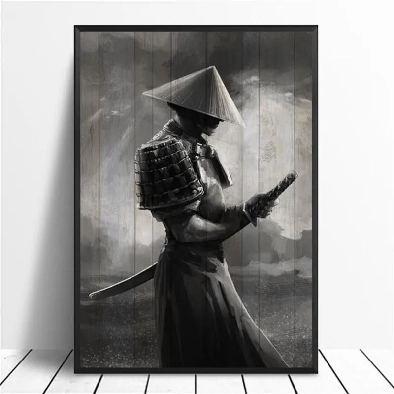 Retro Japan Anime Game Samurai Portrait Bushido Poster Prints Pictures Canvas Painting for Living Room Wall Art Home Decor