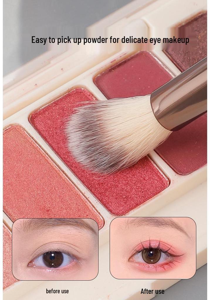 10-Piece Makeup Brush Set with Flat Foundation, Powder, Contour, and Eyeshadow Brushes.