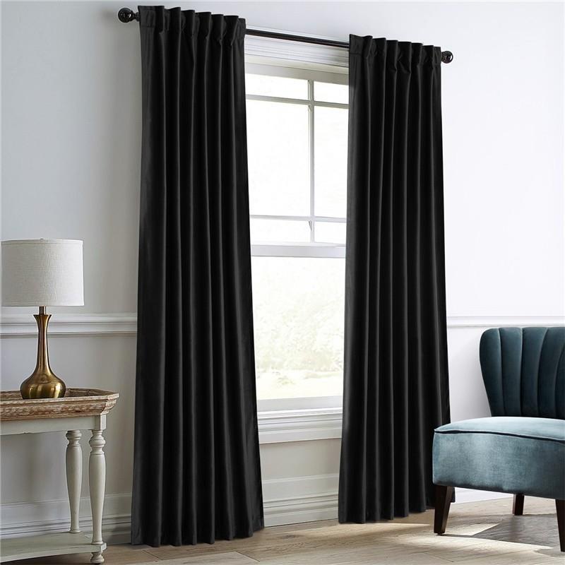 Fleece Solid Color Blackout Curtain Cloth, Living Room Bedroom Blackout Curtain Finished Multi-Color