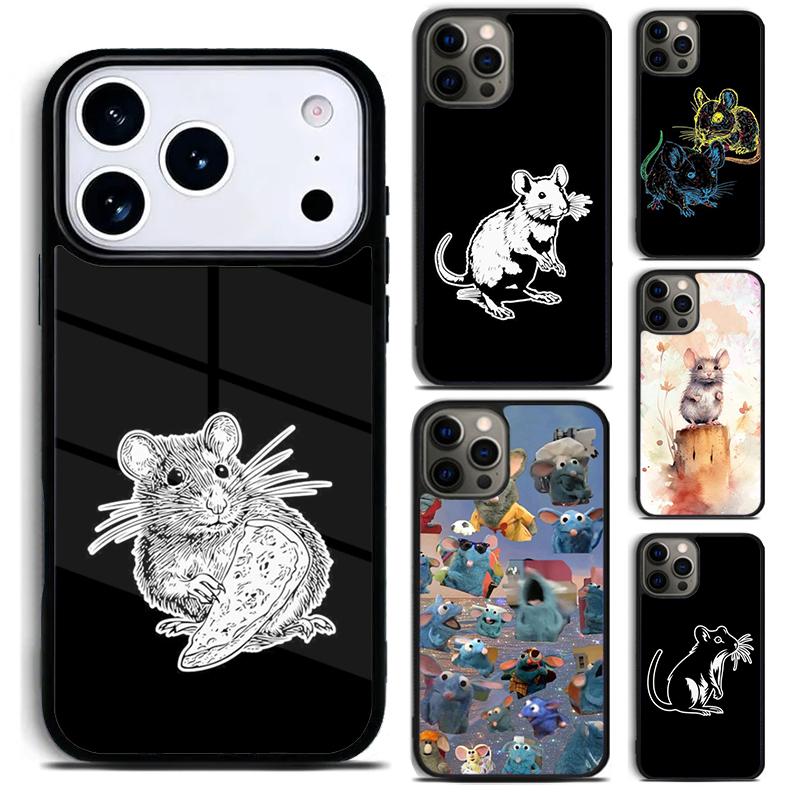 Mouse Rat Print Phone Case for iPhone 17 16 15 Pro Max Air 14 13 12 11 Plus Shockproof Capa Cover