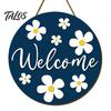 Wooden Sign Gift for Friends Daisy Welcome Front Door, Rustic Farmhouse Hanging Wall Decor Spring Door Hanger with Hemp Rope, Wood Plaque Home