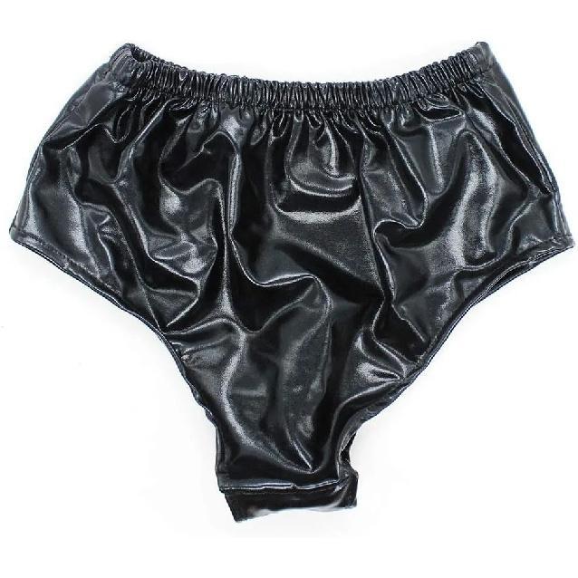 Patent Leather Female Chastity Belt with Dildo Plug Masturbator Pants Underwear Sexy Men Underwear Erotic Belt