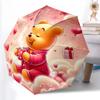 1pc Sturdy 8-Bone Auto Umbrella, Pooh Bear Hammock Pastel Umbrella, Digital Printed, Foldable Umbrella for On-the-Go Outdoor Use