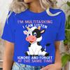 Litter Cute Cow Print Short Sleeved Tshirts IM MULTITASKING Graphic Tshirts Women Crew Neck Womens Tshirt Summer Casual Tops