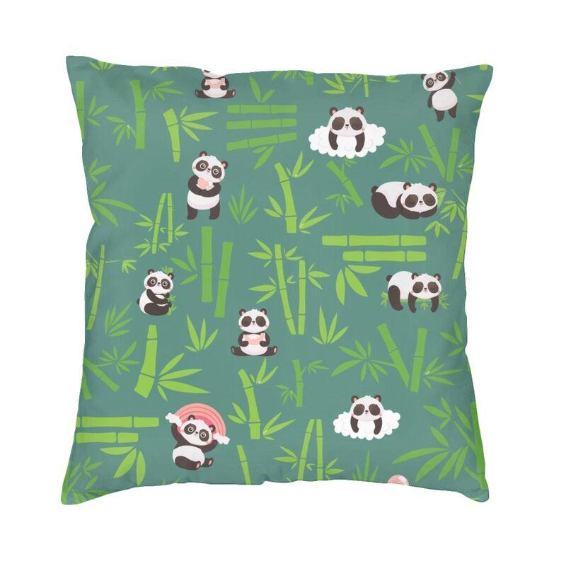 Kawaii Panda Bear Patterns Cushion Cover Sofa Home Decor Animal Cartoon Square Throw Pillow Case 45X45