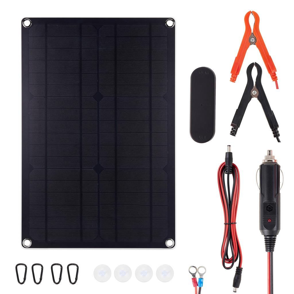 Solar Battery Charger Maintainer, 20W 12V Portable Solar Panel Trickle Charging Kit for Car,