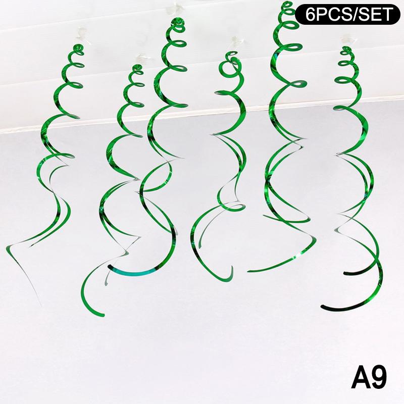 6Pcs Spiral Pendant Dangling Swirls Metallic Ceiling Hanging Streamers Ornament Christmas Wedding Birthday Balloons Decorations