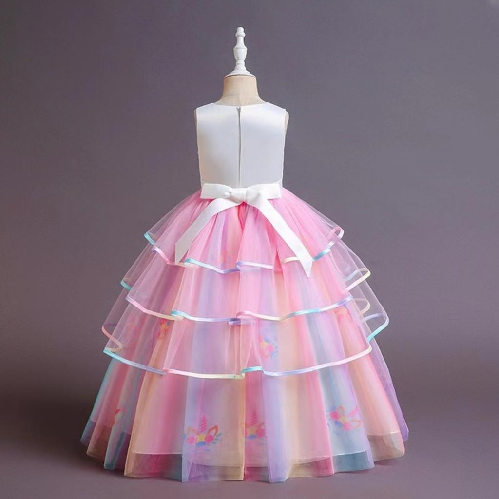 Kids Unicorn Dress with Headband, Jewelry & Accessories, Multicolor, 120 Cm, Ages 4-5