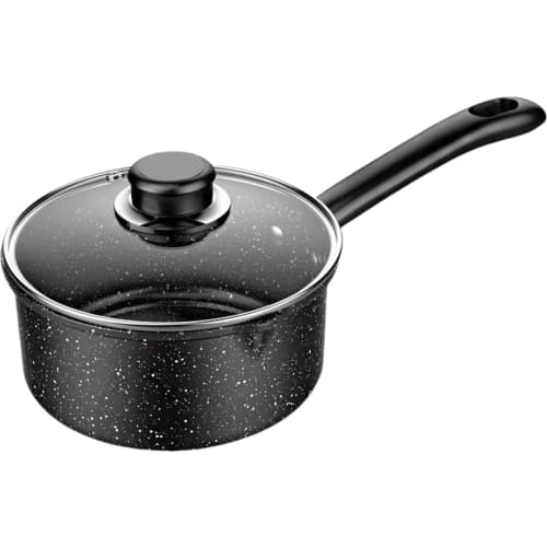 Small saucepan, enamel milk pan, 14cm, induction compatible, stylish and convenient multi-pot, non-stick coating, glass lid included, perfect for outd