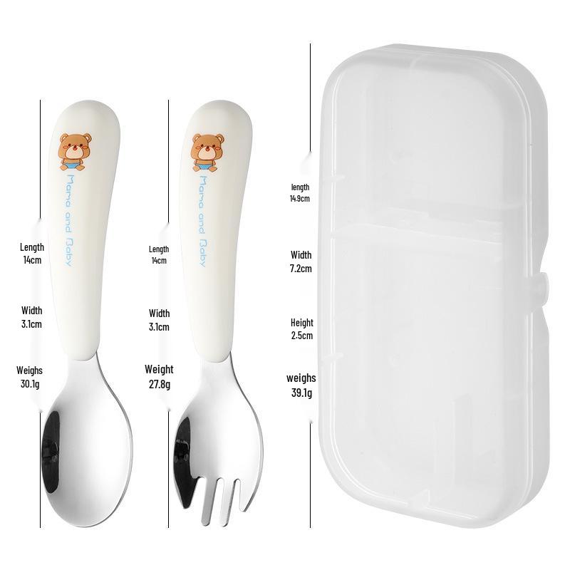 Children's 304 Stainless Steel Cutlery Set: 2-Piece Spoon & Fork for Baby Feeding