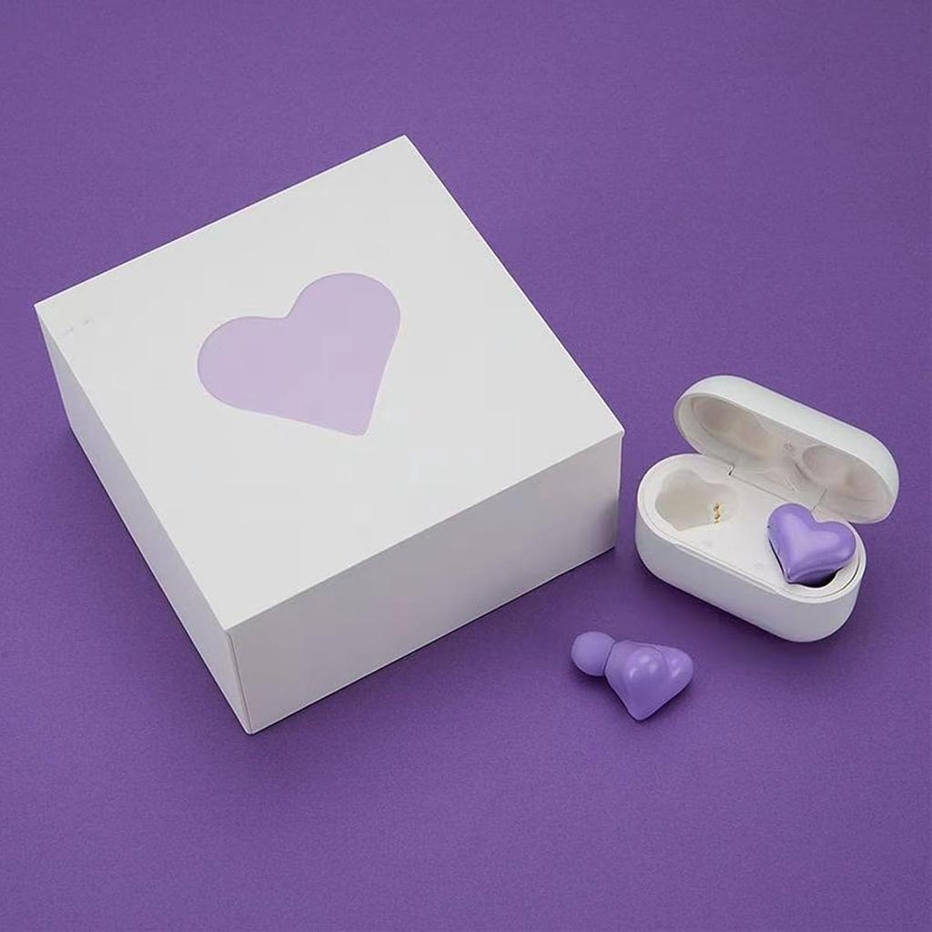 Bewinner Heart Shaped Cordless Earbud, Noise Canceling Headphones, Bluetooth 5.3 HiFi Stereo Earphones with Charging Case for Gym Office School