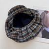 Polyester Plaid Cloud Cap Thin Women Octagonal Hat Vintage Grid Beret Cap  Summer