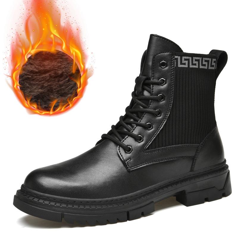 

Носки с рисунком городской стены, ботинки, высокие кожаные ботинки, мужские бархатные британские рабочие ботинки, уличные, для отдыха, трендовые, средней высоты, ботинки Мартин 49