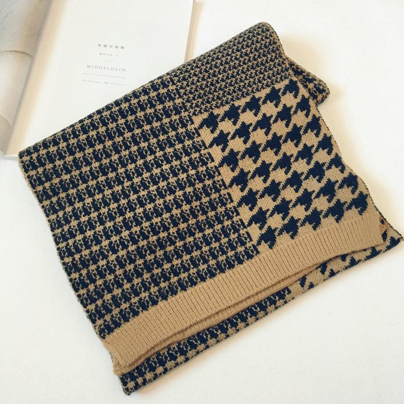 

Мужской и женский шарф в корейском стиле с узором «гусиная лапка» — толстый зимний теплый шарф для шеи, идеальный подарок для вашего парня