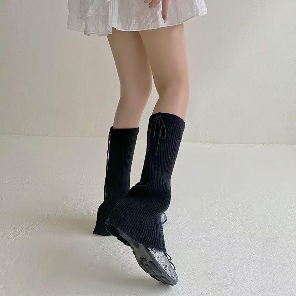 Solid Color Leg Covers Warm Knitted Socks Fashion Foot Cover