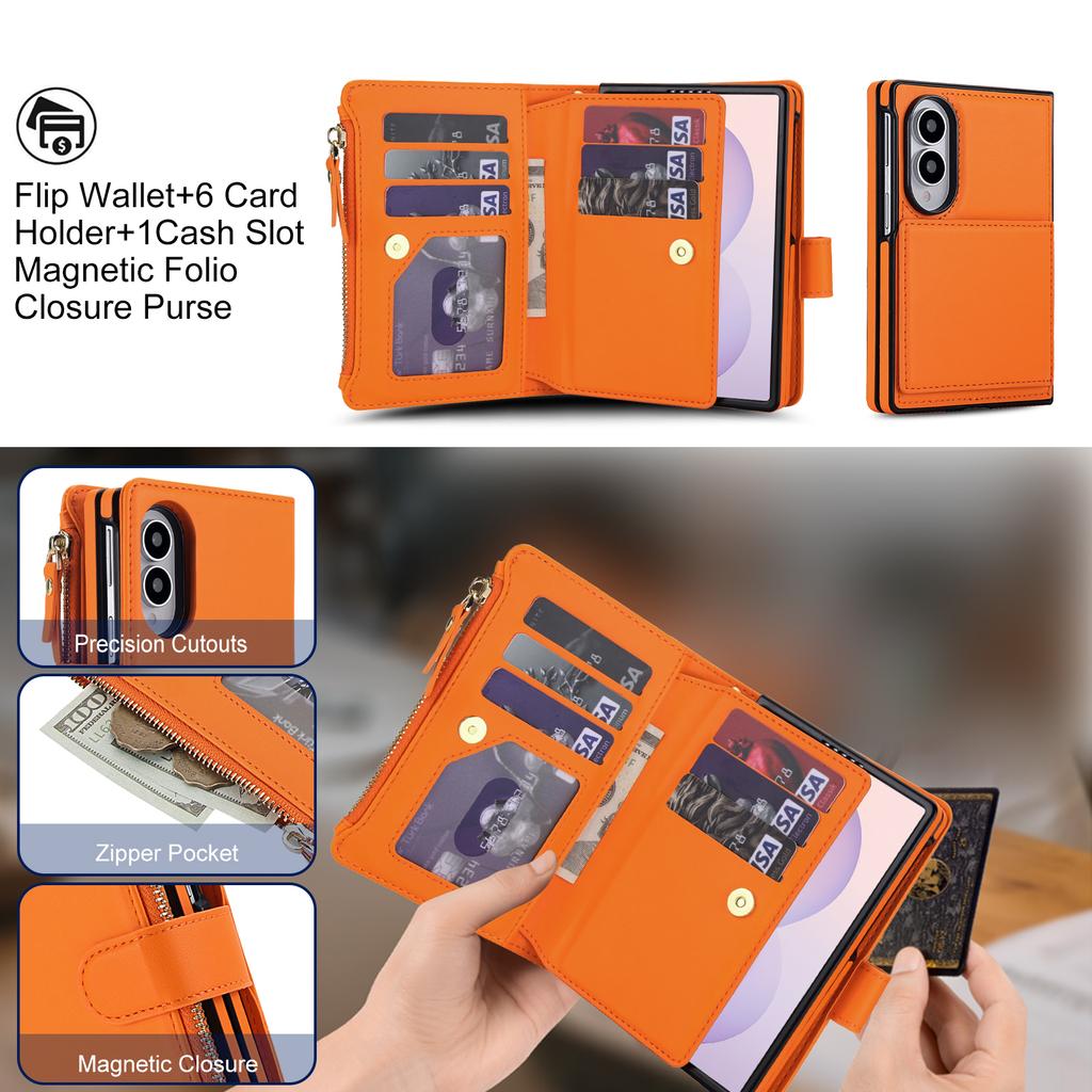 Crossbody Cards Solt Wallet Flip Leather Case for Samsung Galaxy Z Fold8 Fold 8 Wide Shockproof for Magsafe Book Stand Cover