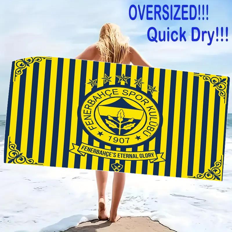 Fenerbahçe Logo Print Beach Towel, Large Soft Quick Dry Towel for Beach Camping Swimming