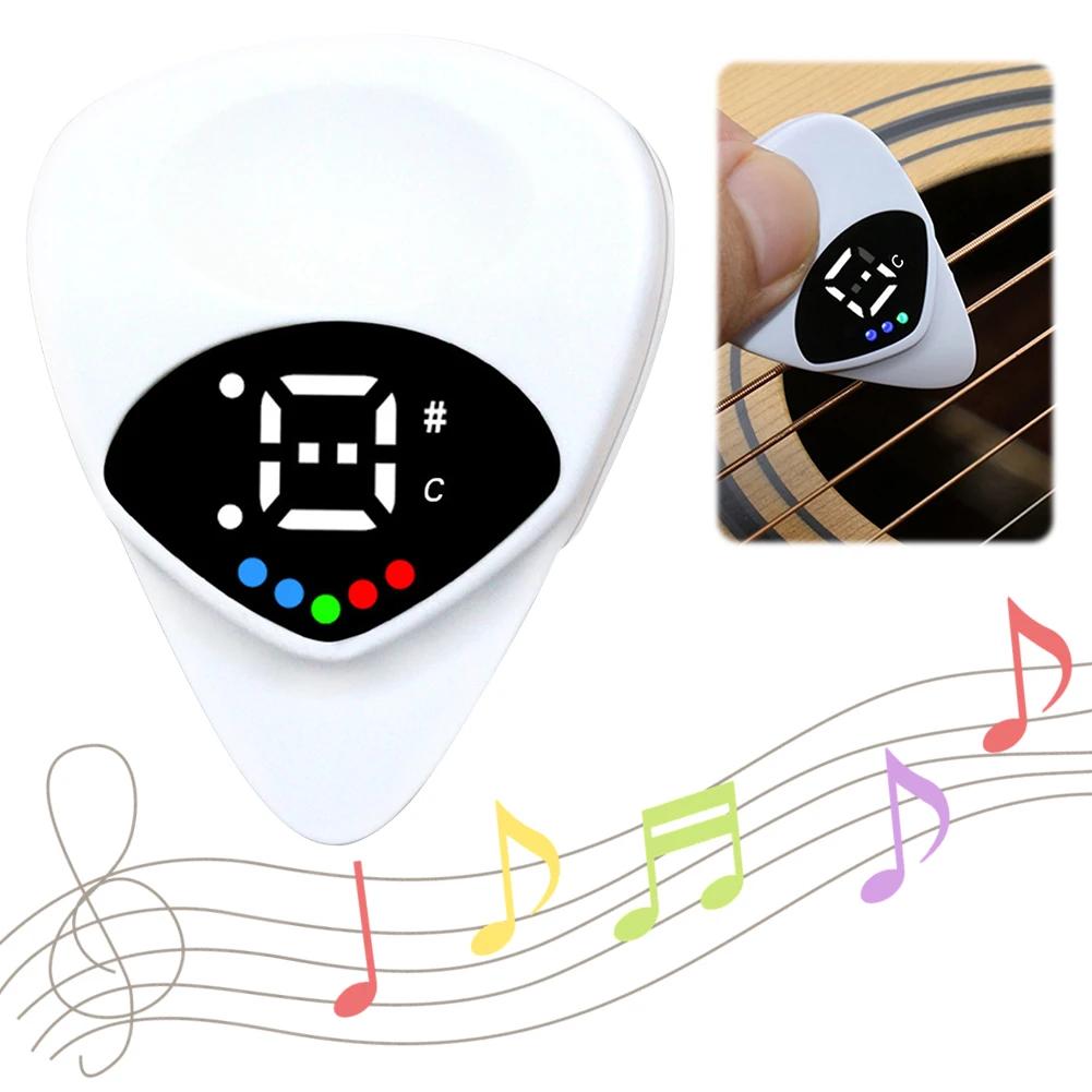 2 In 1 Guitar Picks Tuner Electronic Tuner for Acoustic Electric Guitar Bass with Real Time Pitch Monitoring