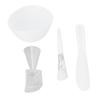 4pcs Face Mask Bowl Set Measuring Spoon Spatula Silicone Brush Washable Skin Mask Applicator White