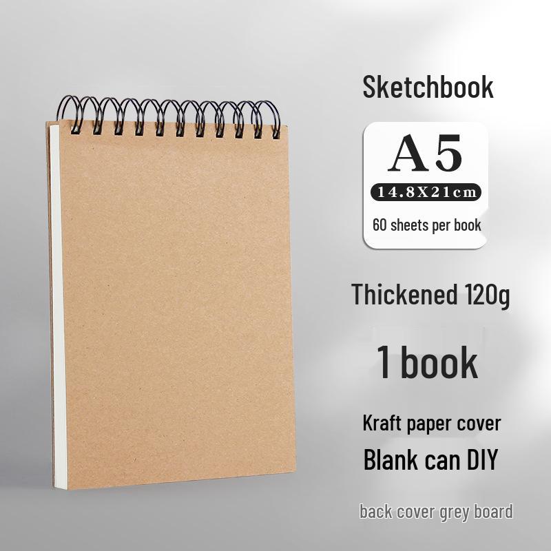 Szkicownik A5 na spirali dla uczniów szkół podstawowych - Kompaktowy, gruby, w twardej oprawie, poziomy