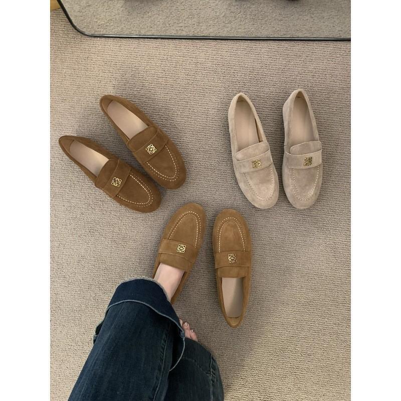 Frosted Doudou shoes lazy one-pedal soft-soled single shoes Mori casual small leather shoes