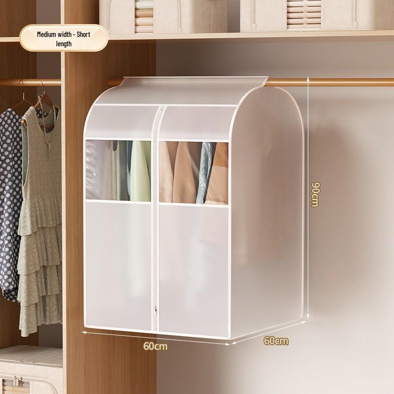 Transparent Dustproof & Moisture-Proof Garment Cover: Washable, Thickened, Widened Hanging Wardrobe Suit Protector