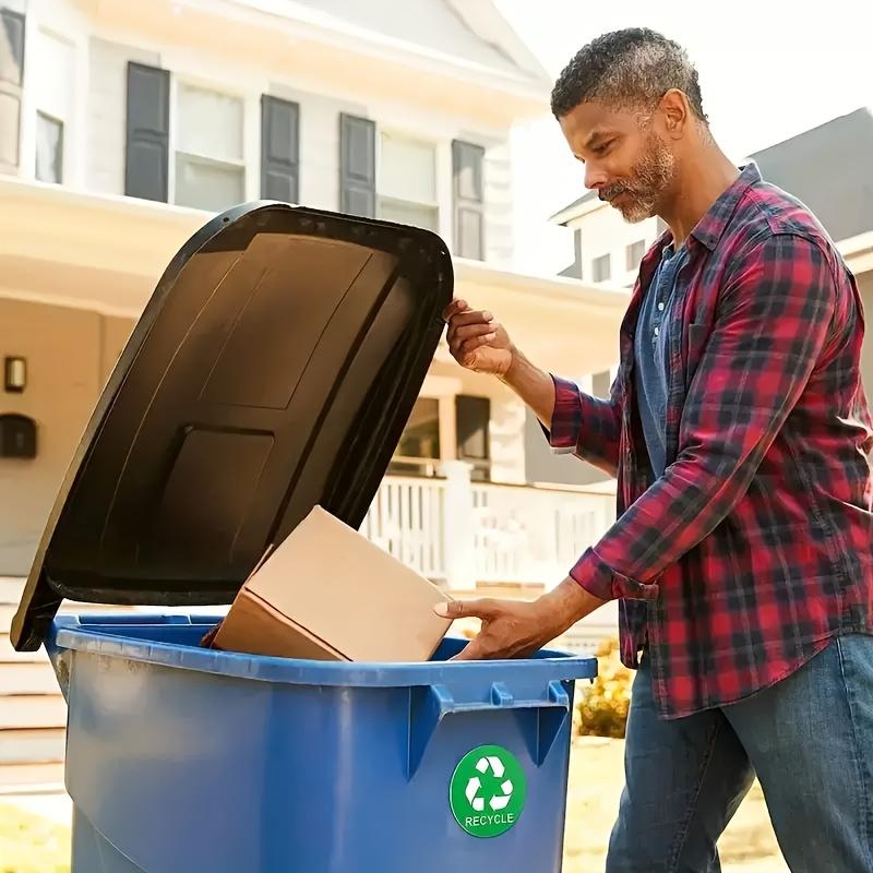 6pcs 5.9-Inch Round Trash Can Label Stickers-Green Recyclable,Black Waste,Sorting Adhesive Stickers,Waste Indicator Sign Sticker