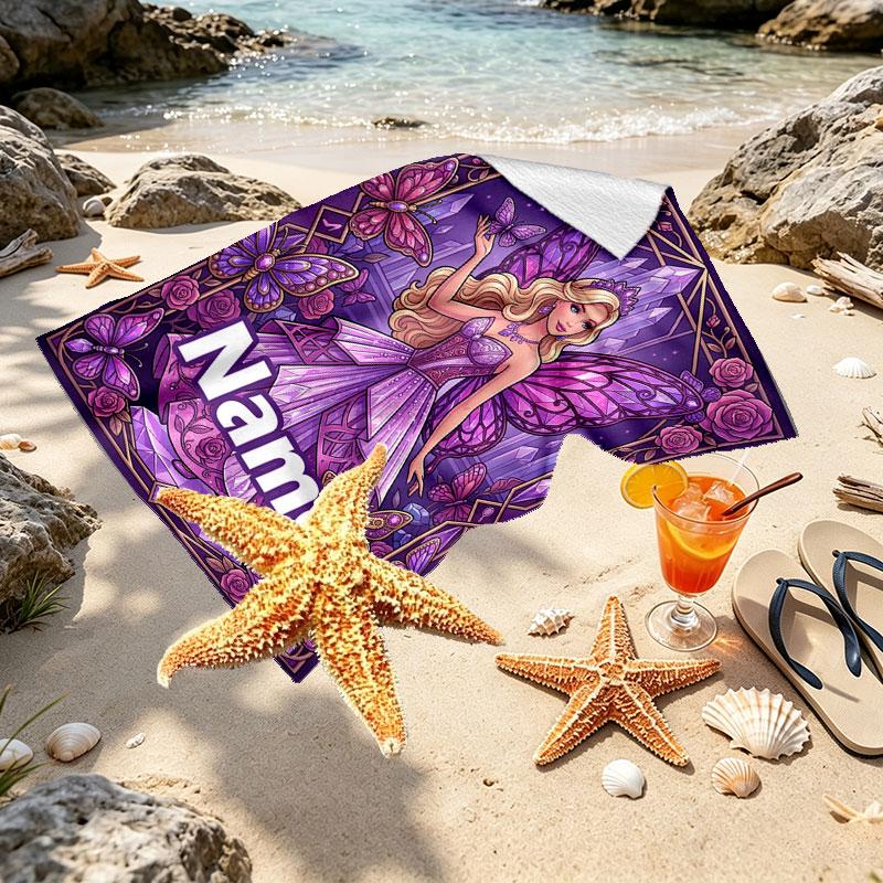 Prosop de plajă personalizat cu nume și imprimeu Barbie, pentru călătorii, camping, petreceri pe plajă, decor casnic, cadou de ziua de naștere pentru familie și prieteni