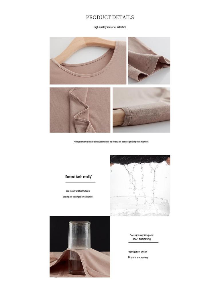 Women's Modal Long-Sleeve Round Neck Shirt, 2024 Autumn/Winter, High-End Fashionable Innerwear