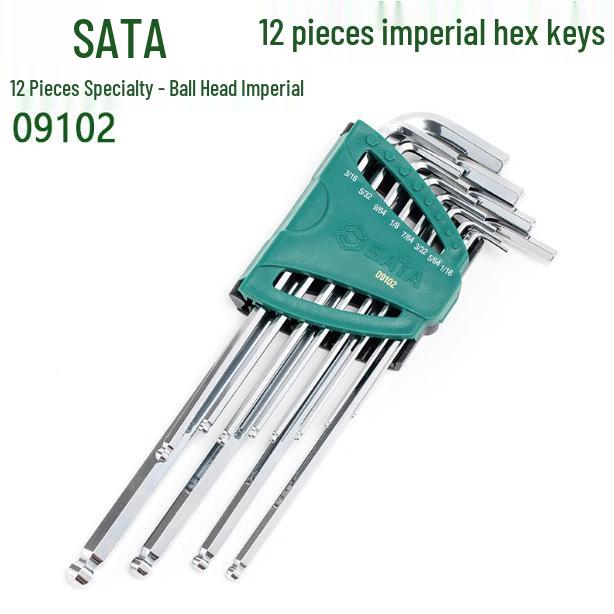 Набор дюймовых шестигранных ключей SATA: 09102, 09104, 09106, 09108 Flat Head Long 09108