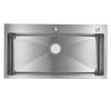 85cm Kitchen Top Mount Single Bowl Sinks, Stainless Steel Drop-In Farmhouse Basin with Accessories, Household Dishwasher Sinks for RV, Prep Kitchen,