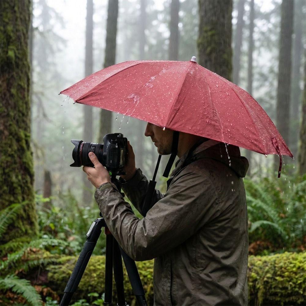 Windproof Portable Umbrella Hat Sunscreen Fishing Head Umbrella Rain Gear Head Umbrella Hat Hiking