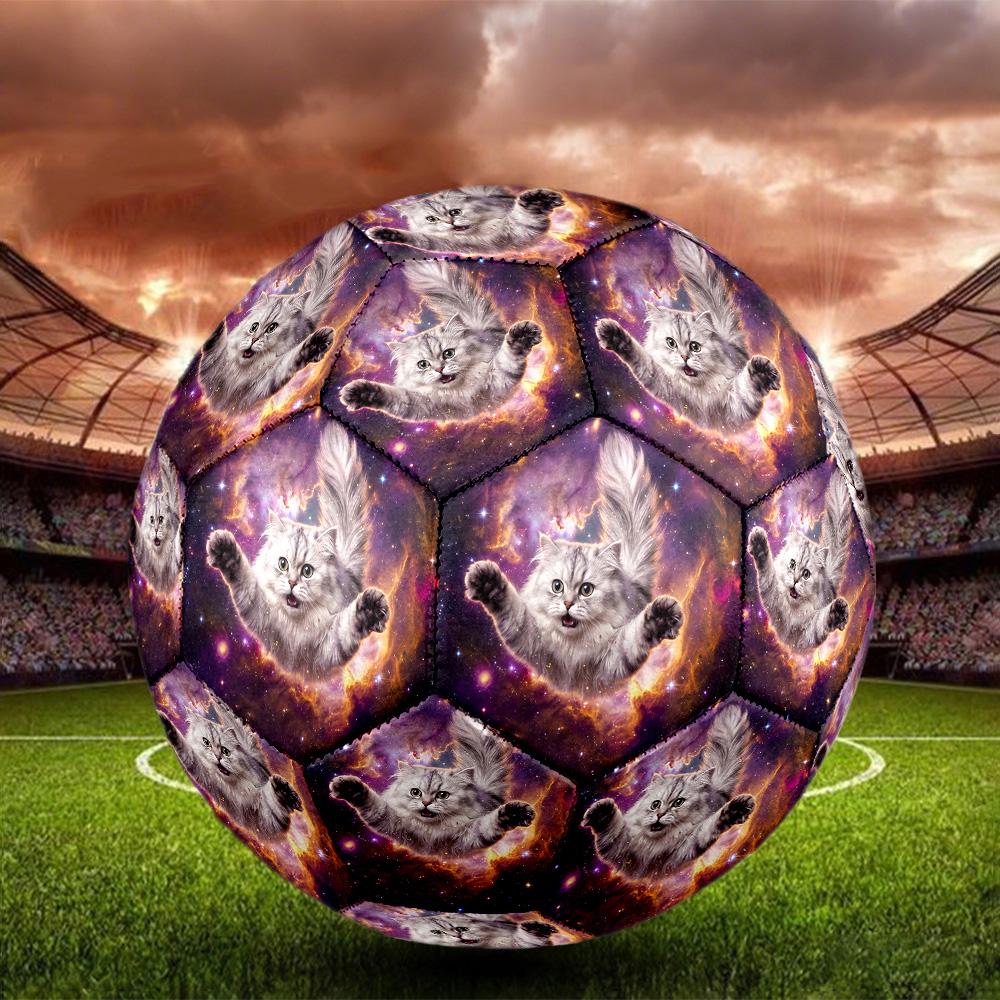 Galaxy Cat Dog Indoor Soccer Ball Size 5 Colorful All Ages Machine Stitched PVC Competition Ready Durable High-Bounce