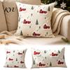Christmas Cottage Cushion Cover Cover, Red Snowy House Pillowcase, Decorative Holiday Gift for Home Decor Throw Pillow Case Sofa Couch Farmhouse