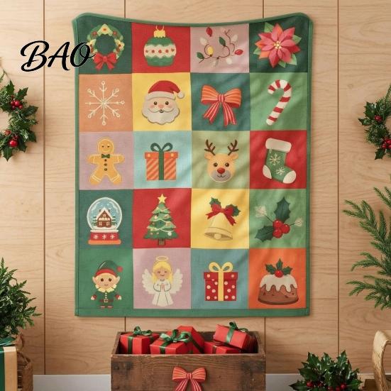 Vintage Stil Herbst Geburtstagsgeschenk Halloween Patchwork Überwurfdecke, 90er Jahre Karomuster Wandteppich mit Geist Kürbis Fledermaus, Gemütlich Rustikal Bauernhaus Herbst