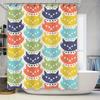 Animal Pattern Shower Curtain Waterproof Bathroom Decor Cats Printed Shower Curtains With Plastic Rod 180X240Cm Multicolor (Yell
